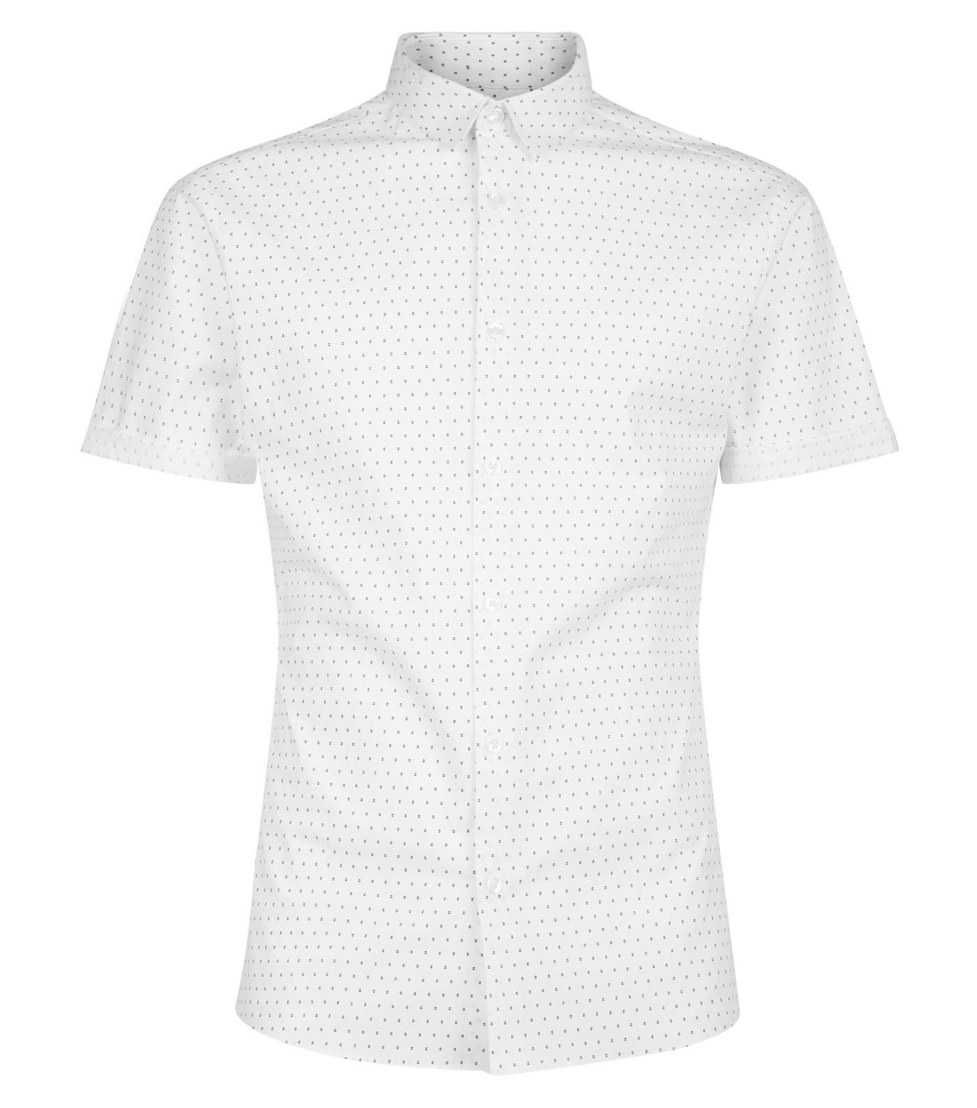 White Polka Dot Muscle Fit Poplin Shirt Image 4