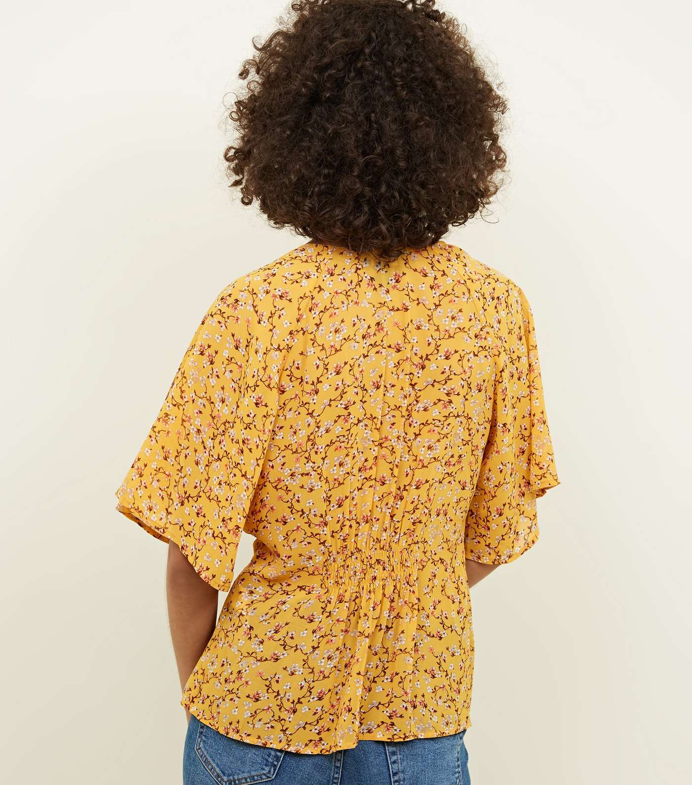 Yellow Floral Twist Wrap Front Top Image 3