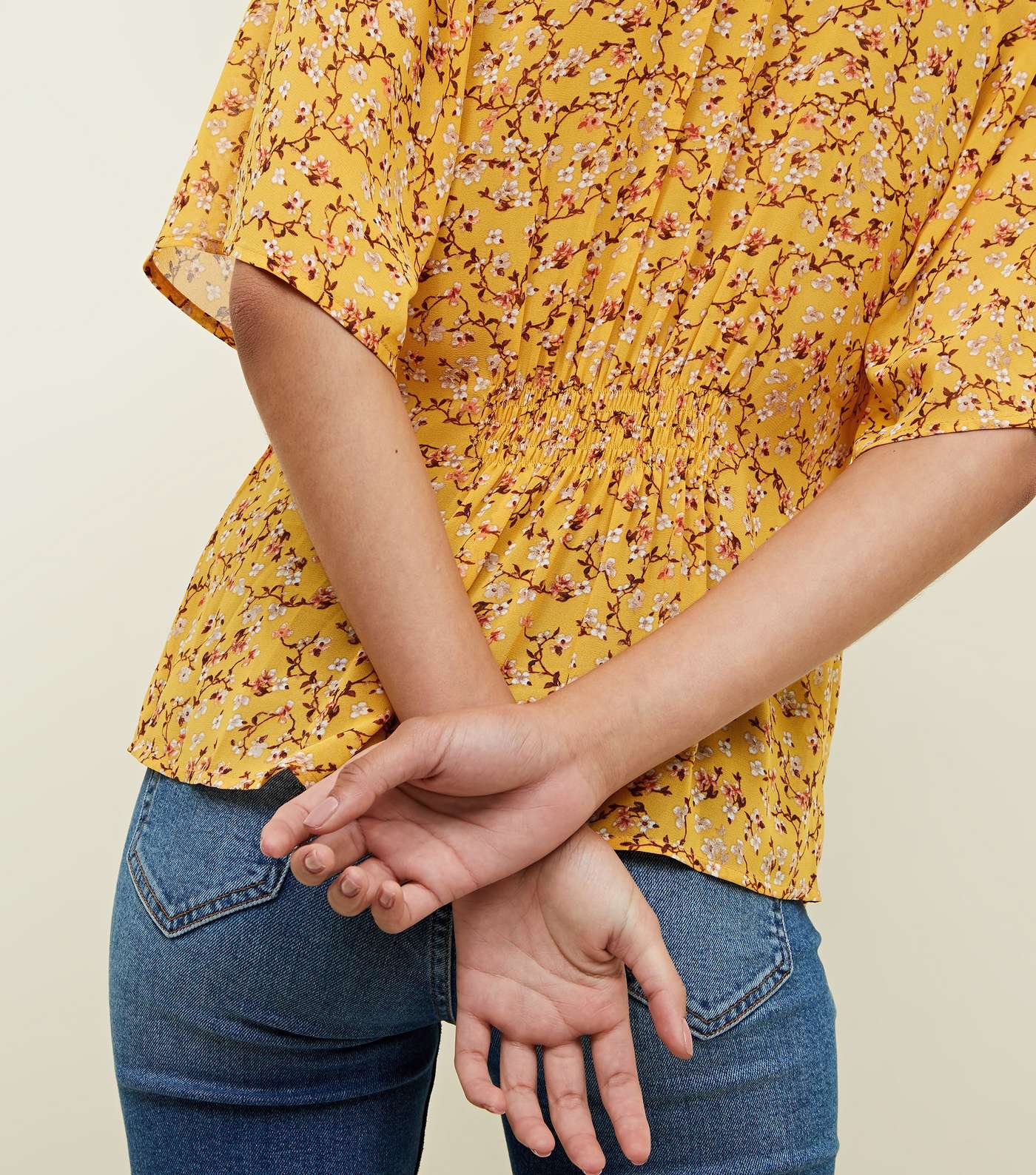 Yellow Floral Twist Wrap Front Top Image 5