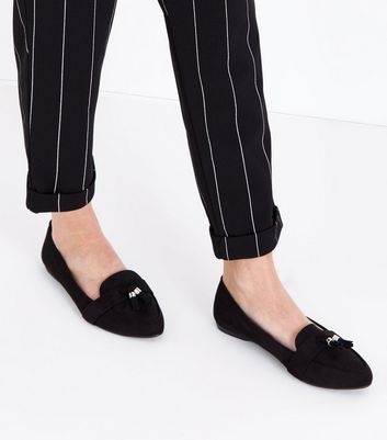black pointed loafers womens