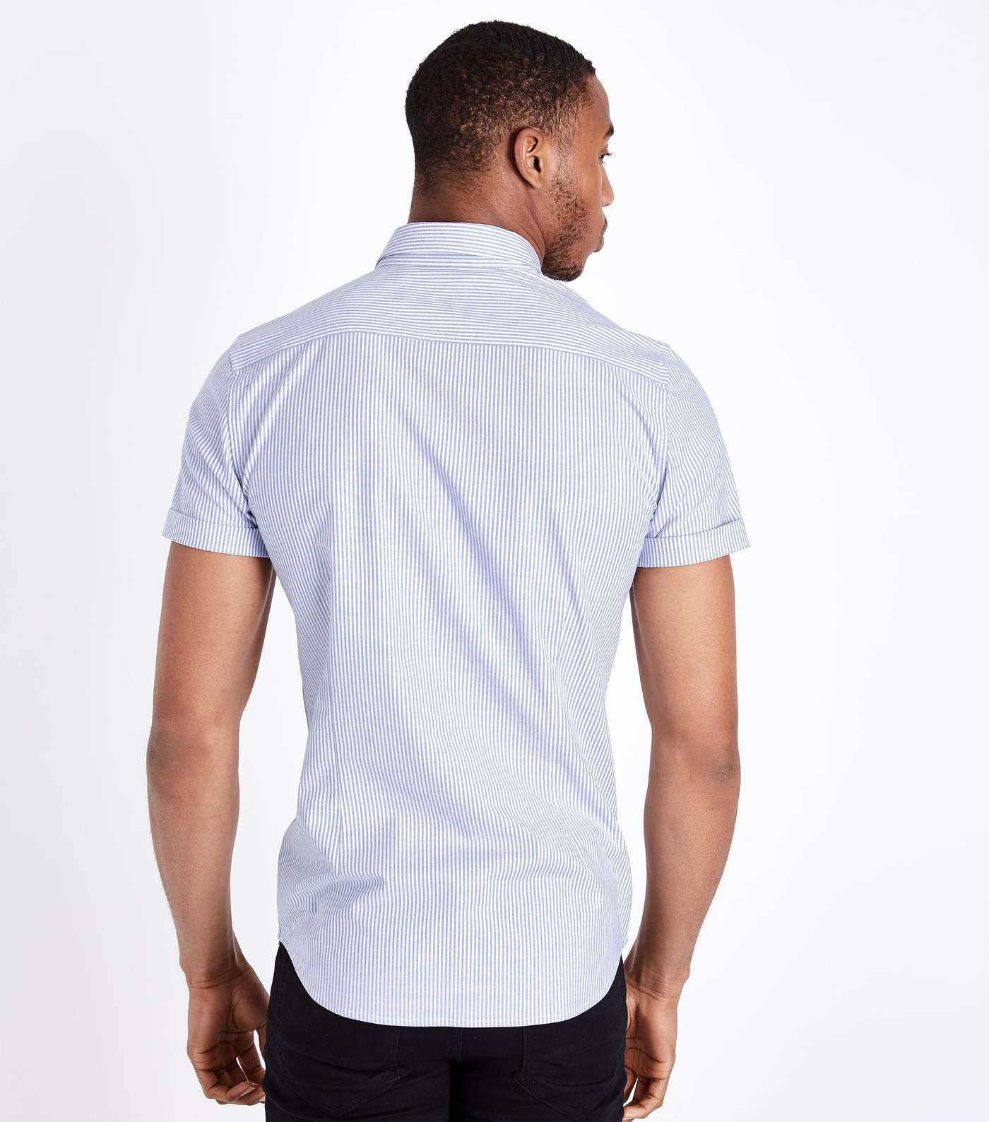 Blue Stripe Muscle Fit Oxford Shirt Image 3