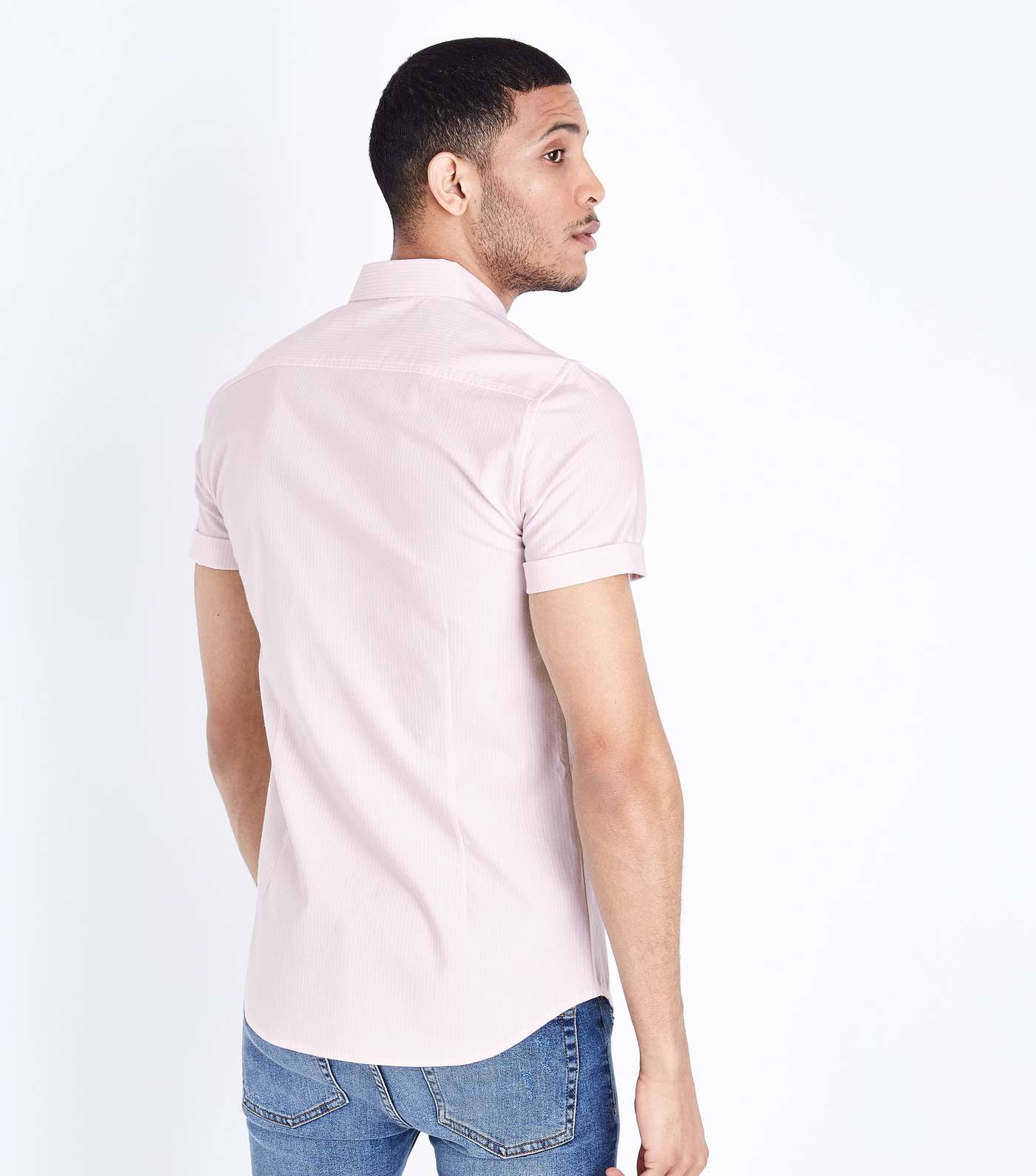 Pink Stripe Muscle Fit Oxford Shirt Image 3