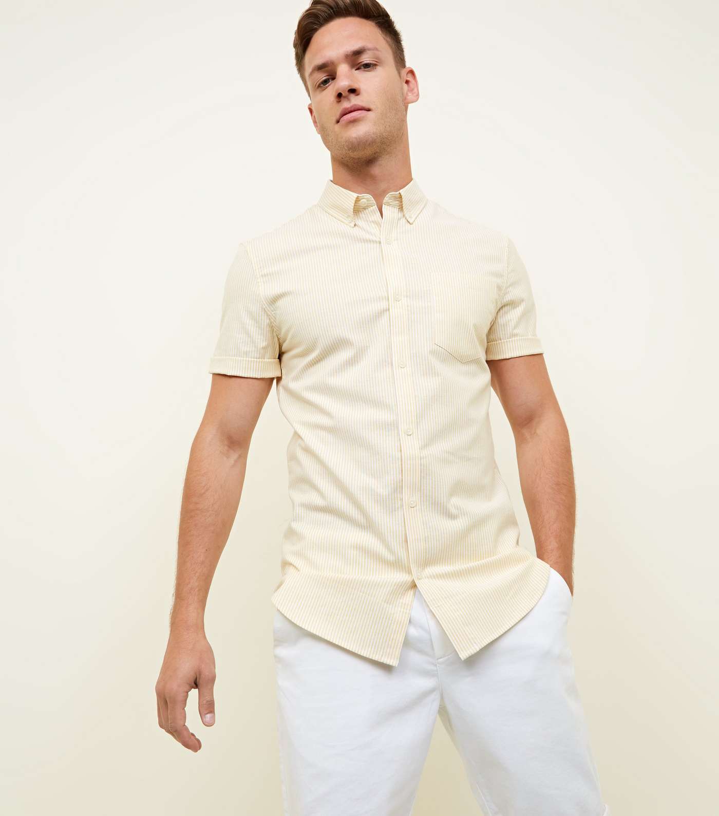 Yellow Stripe Muscle Fit Oxford Shirt