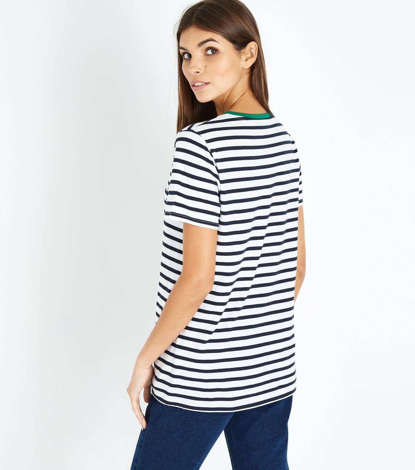 Blue Stripe Comme Ci Comme Ca Embroidered T-Shirt Image 3