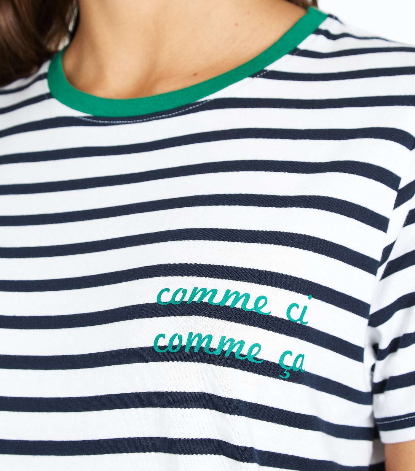 Blue Stripe Comme Ci Comme Ca Embroidered T-Shirt Image 5