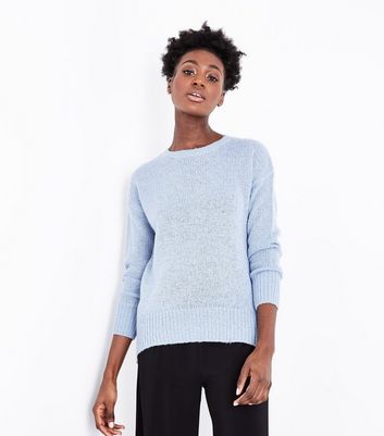 Pale Blue Curved Hem Jumper New Look