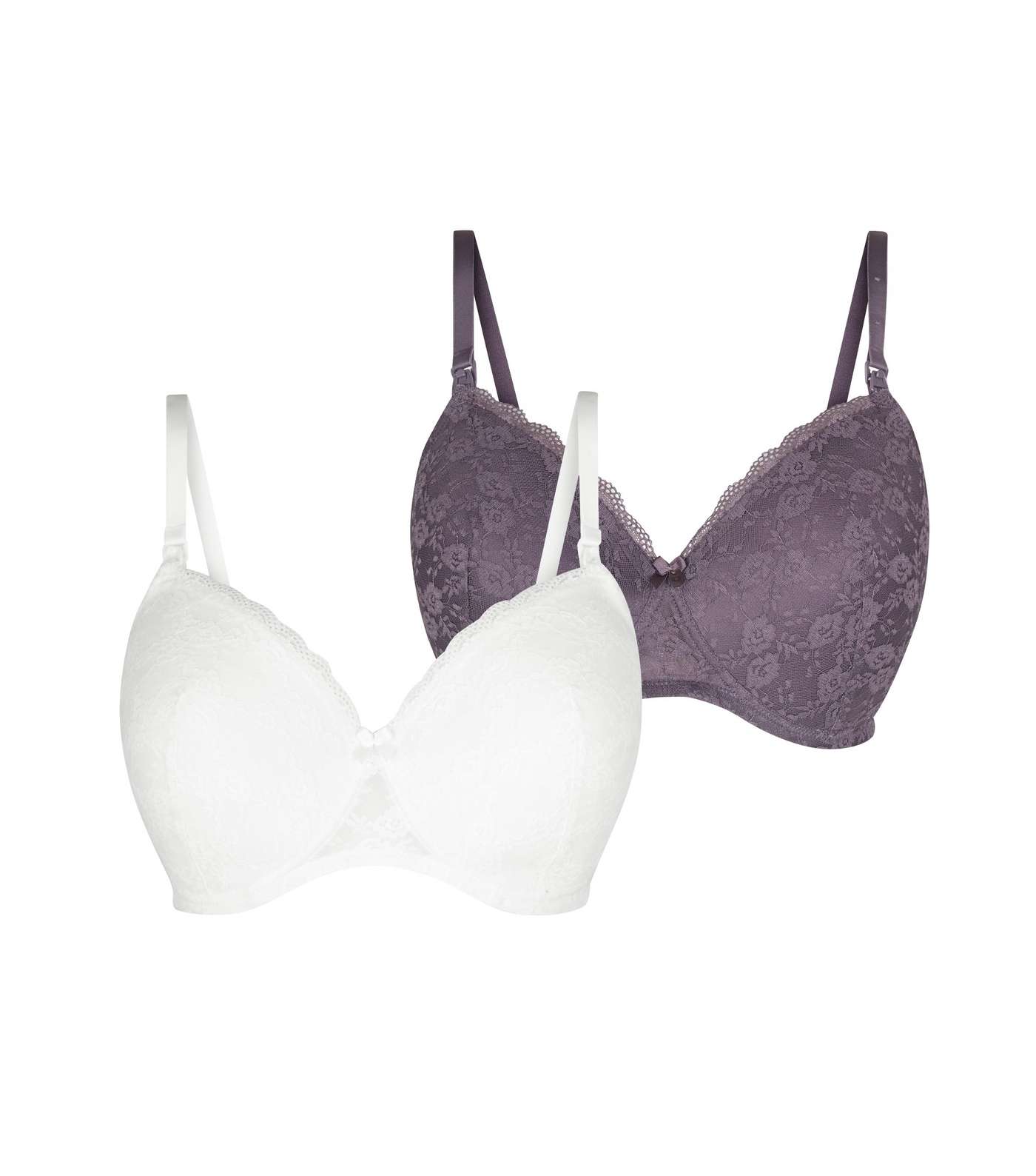 Maternity 2 Pack Light Purple and White Lace Bra 