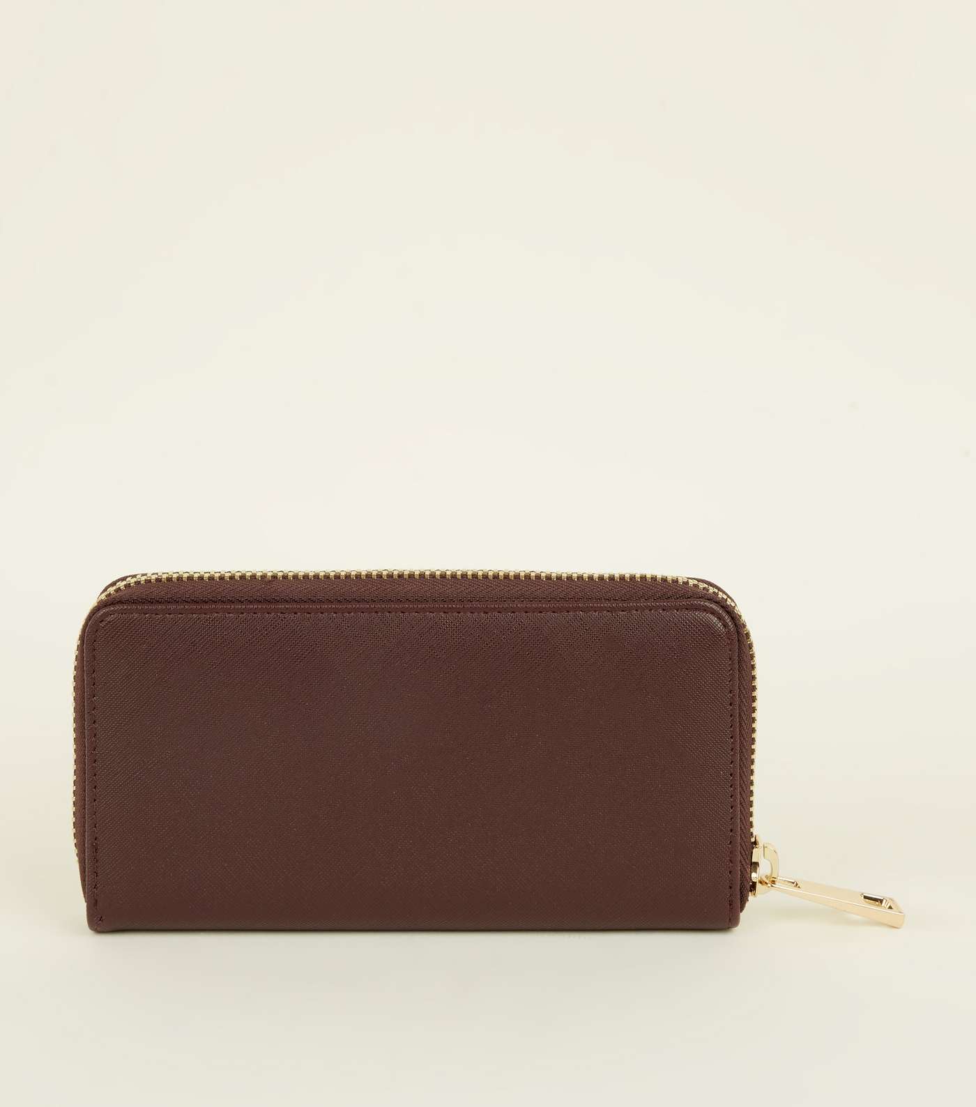 Burgundy Leather-Look Zip Around Purse