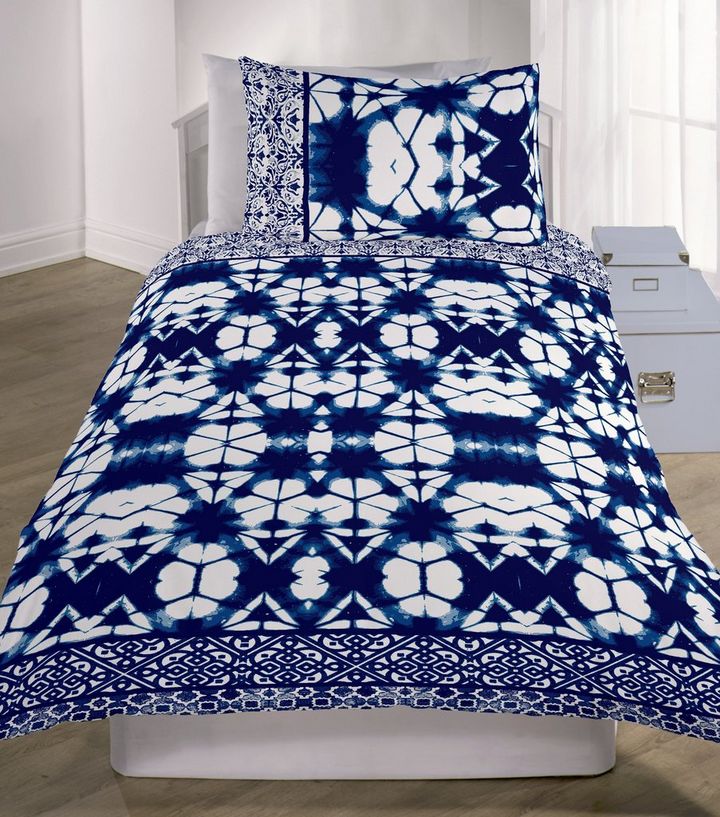 Navy Shibori Tie Dye Cotton Single Duvet Set New Look Navy Shibori Tie Dye Cotton Single Duvet Set