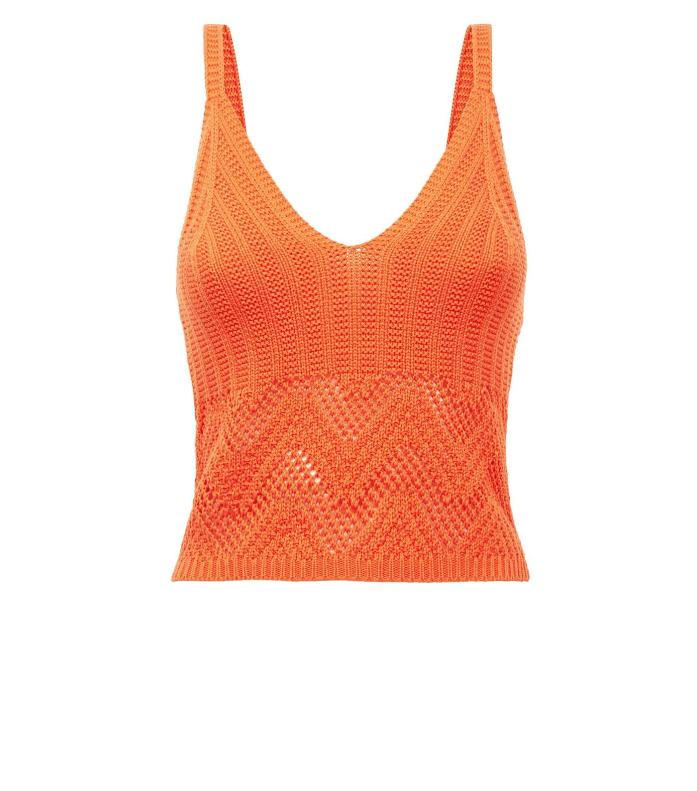 Bright Orange Crochet V-Neck Bralette Image 4