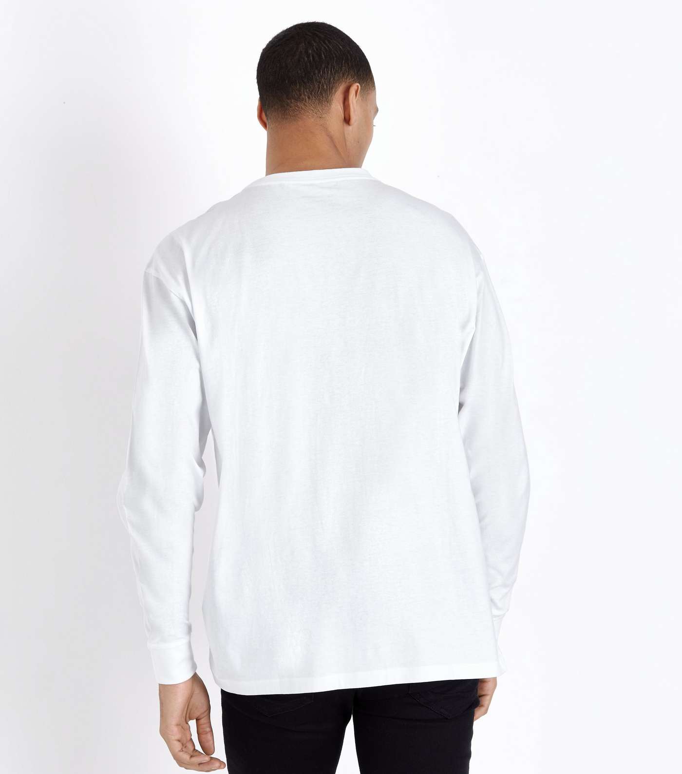 White Cuffed Long Sleeve Oversized T-Shirt Image 3