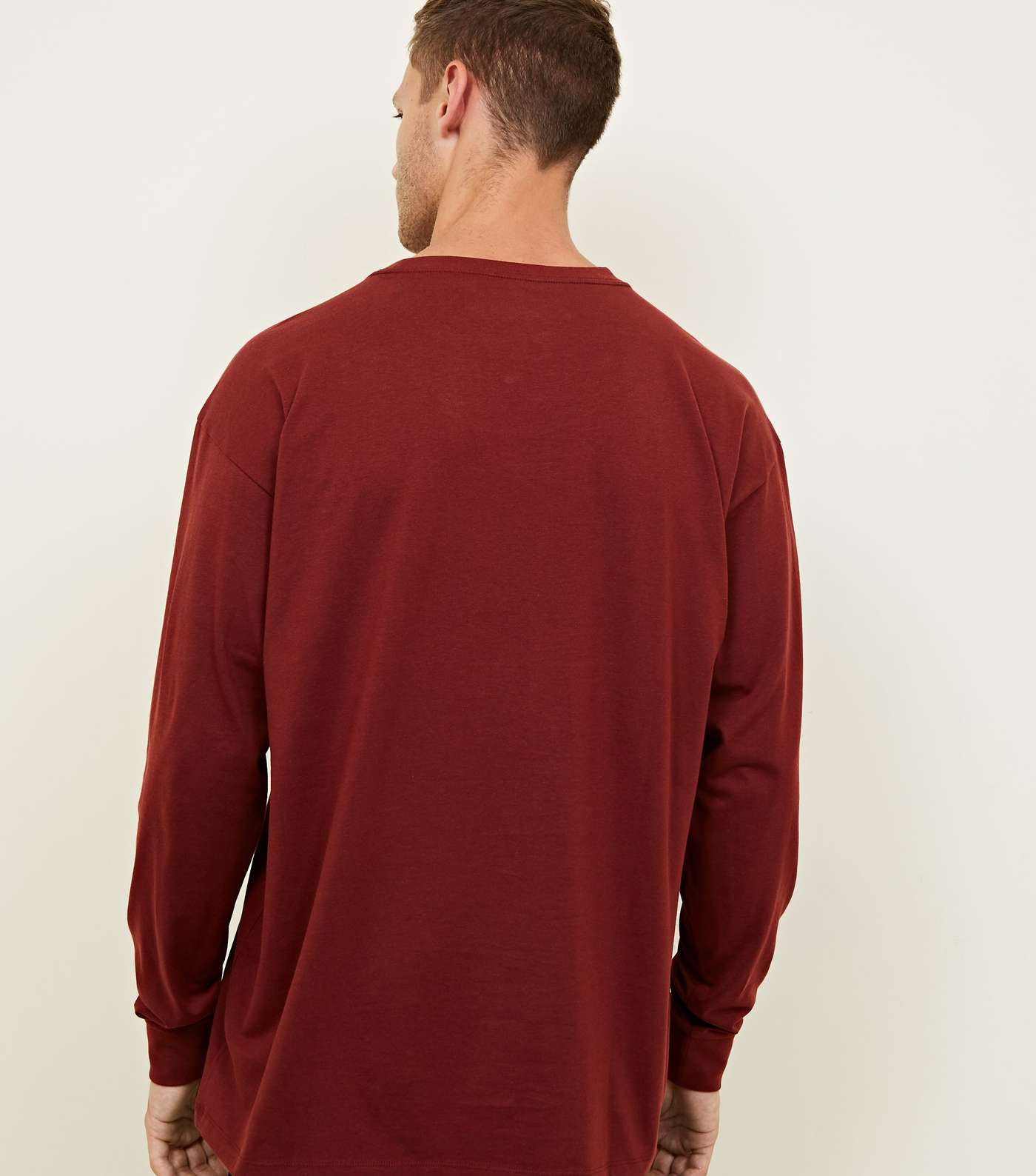 Dark Red Cuffed Long Sleeve T-Shirt Image 3