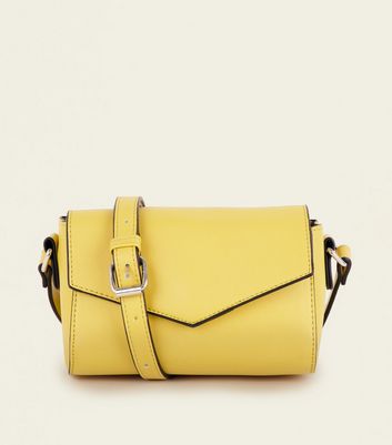 Yellow Leather Look Envelope Cross Body Bag New Look