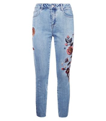 denim jeans with flowers