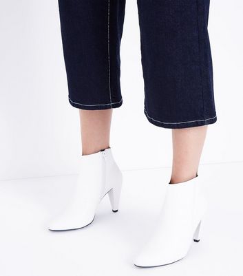 White cone heel sales boots