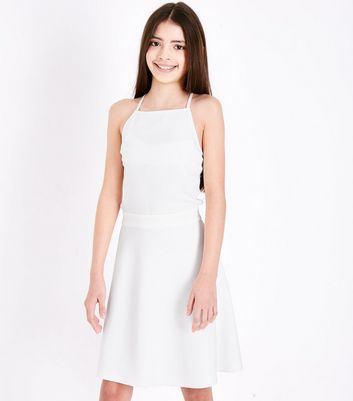 girls white skater dress