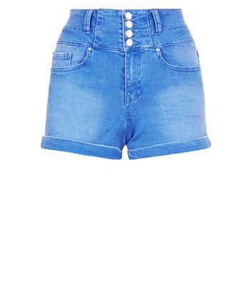 bright blue denim shorts