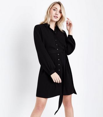 petite black shirt dress