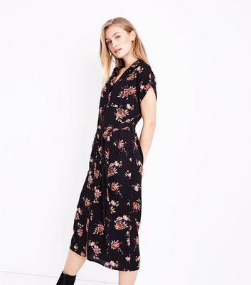 floral midi shirt dress