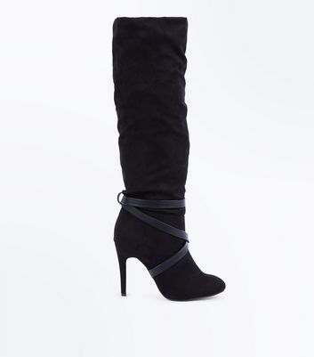 strappy knee high boots