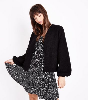 long black balloon sleeve cardigan
