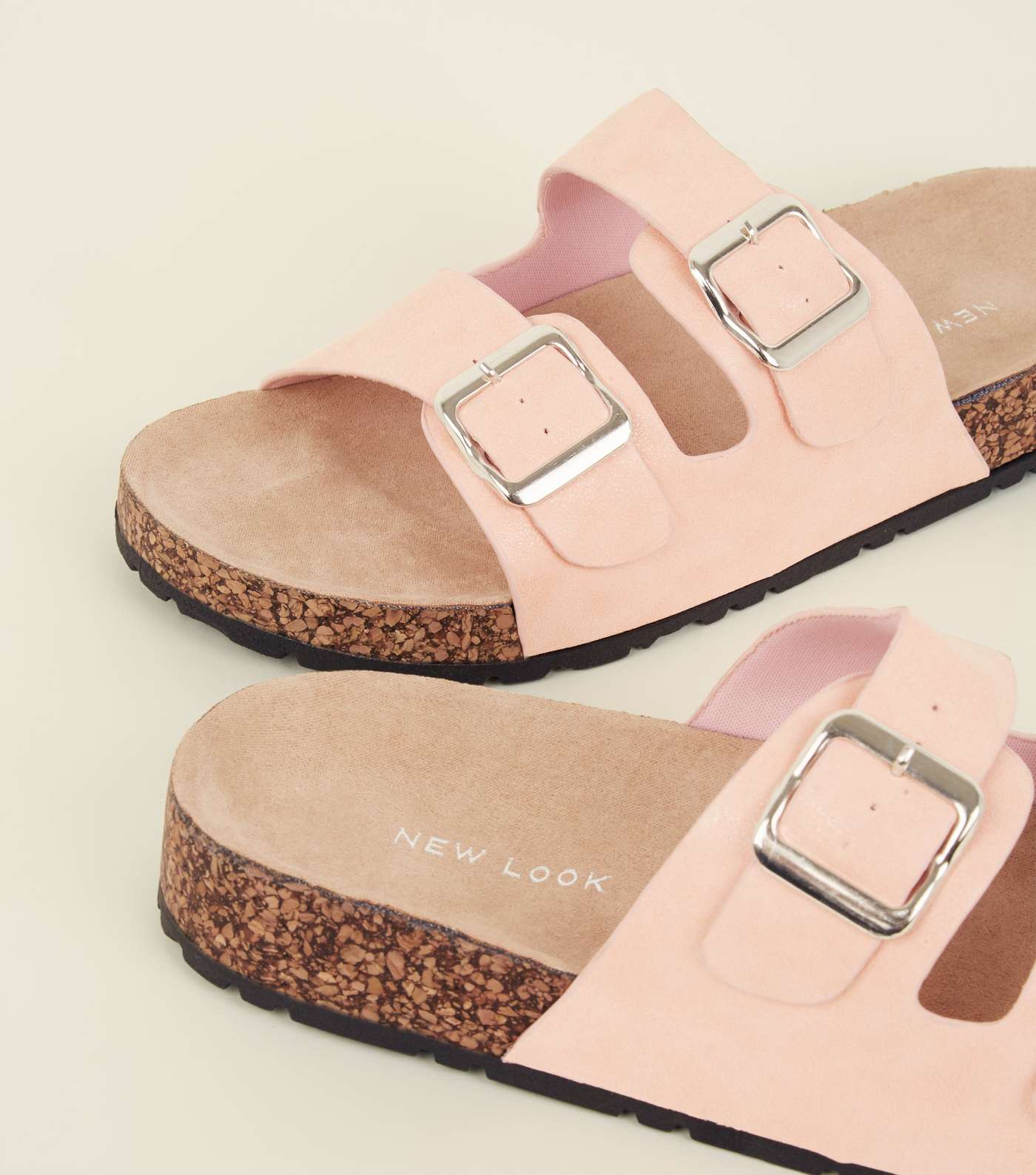 Pink Double Buckle Strap Footbed Sandals Image 4