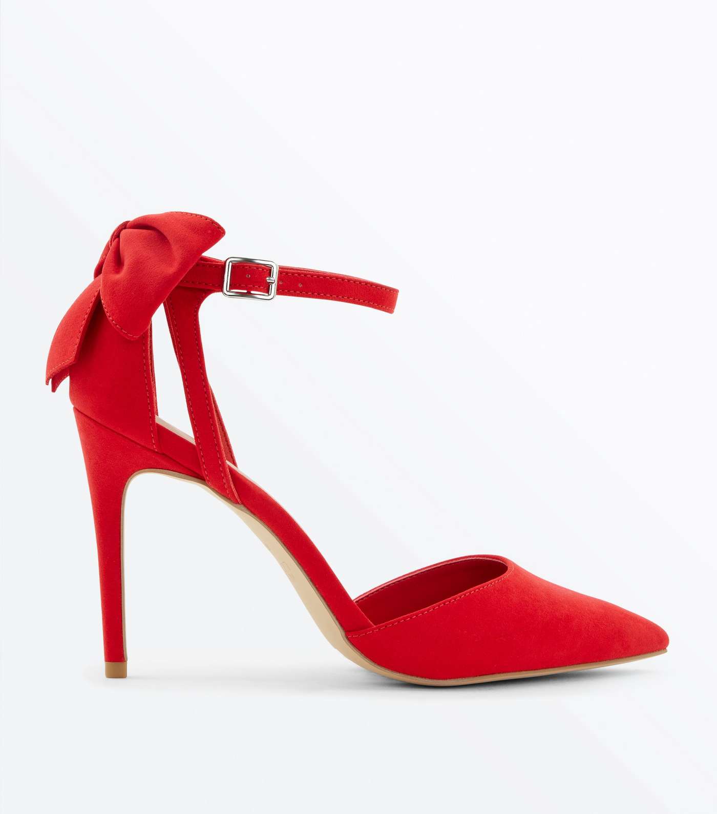 Red Suedette Bow Back Pointed Courts