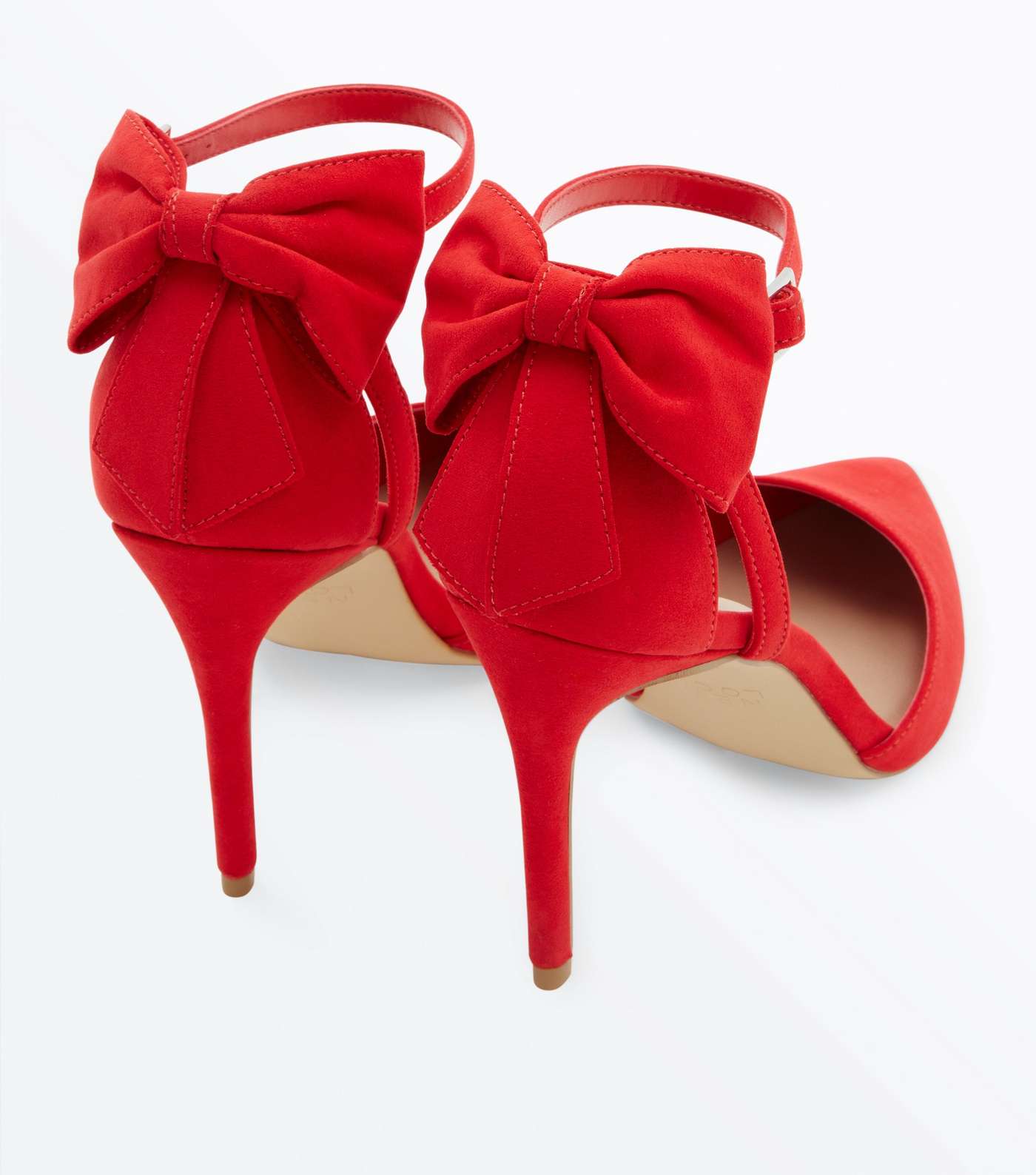 Red Suedette Bow Back Pointed Courts Image 3
