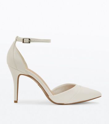 white pointed heels with ankle strap