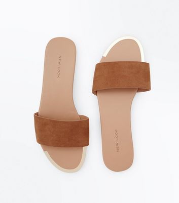 new look tan sliders