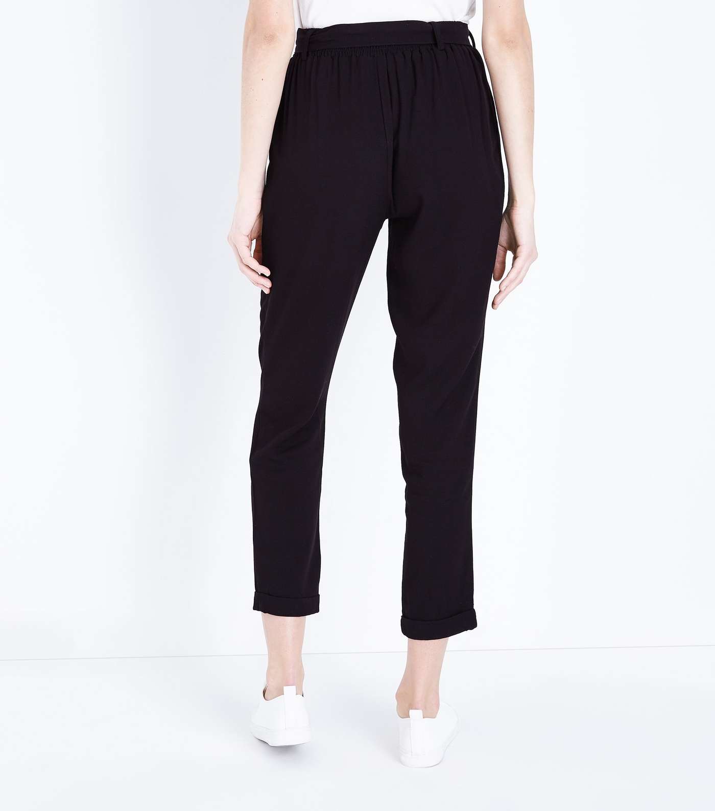 Black Tie Waist Tapered Trousers Image 3