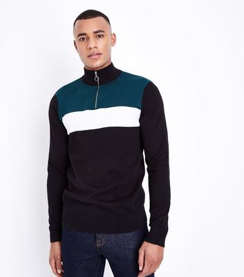 mens half zip black jumper