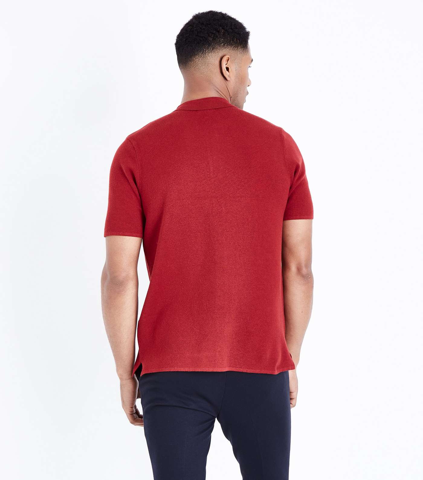 Dark Red Button Through Polo Shirt Image 3