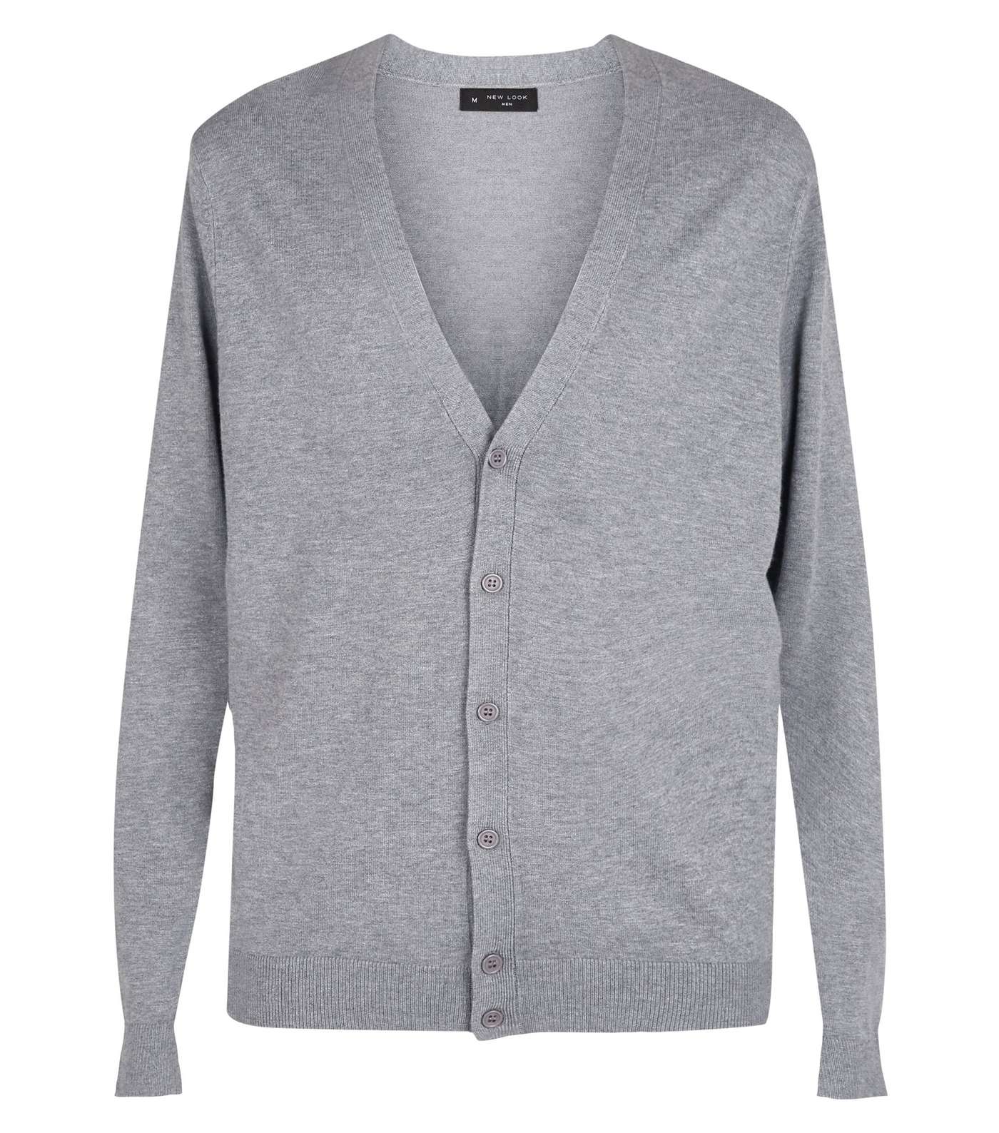 Pale Grey Fine Knit Cardigan Image 4