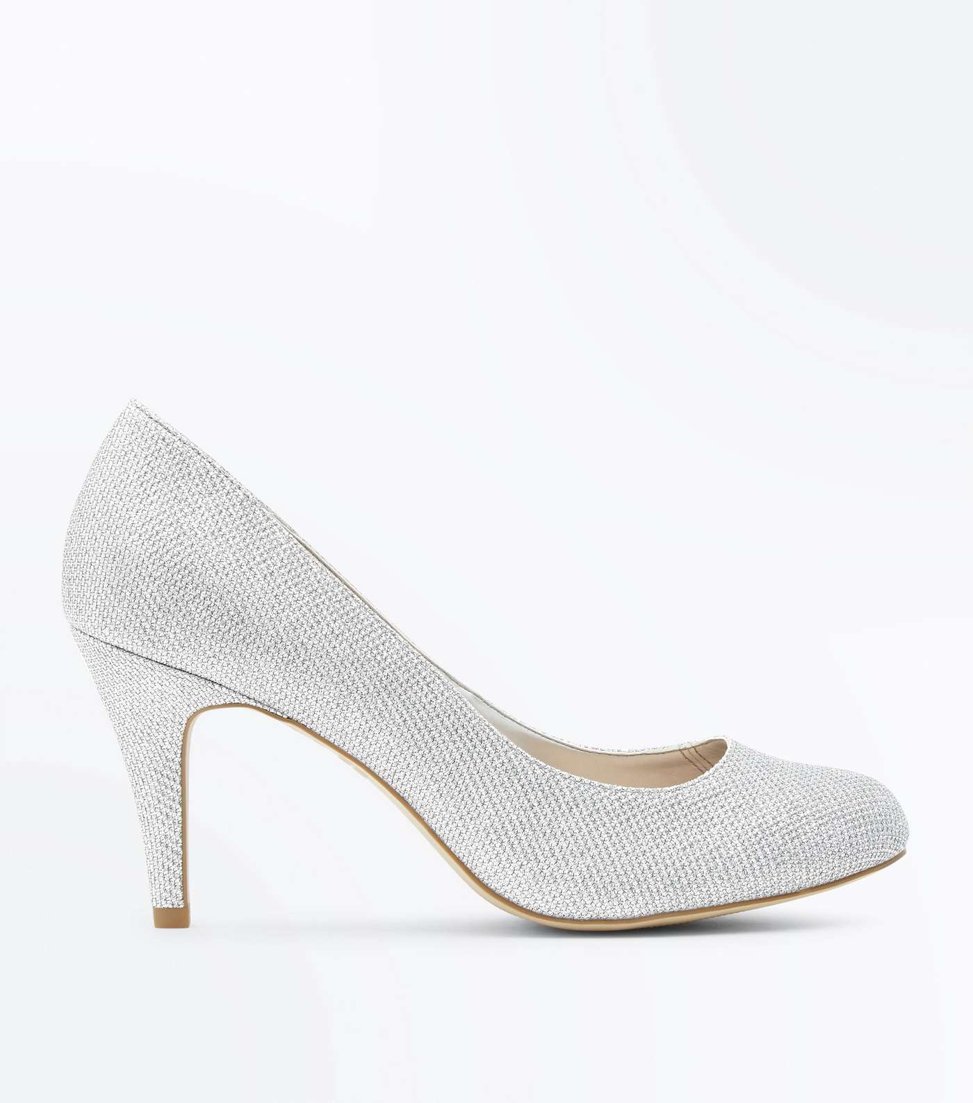 Wide Fit Silver Glitter Wedding Court Shoes