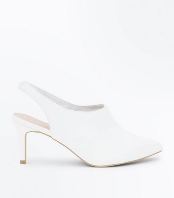 White Pointed Slingback Shoe Boots 