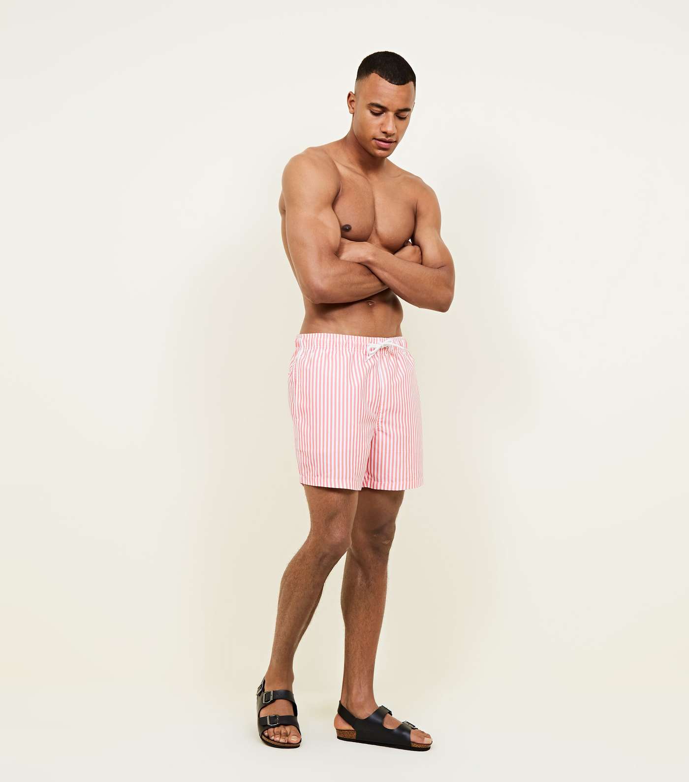 Pink Stripe Swim Shorts Image 2