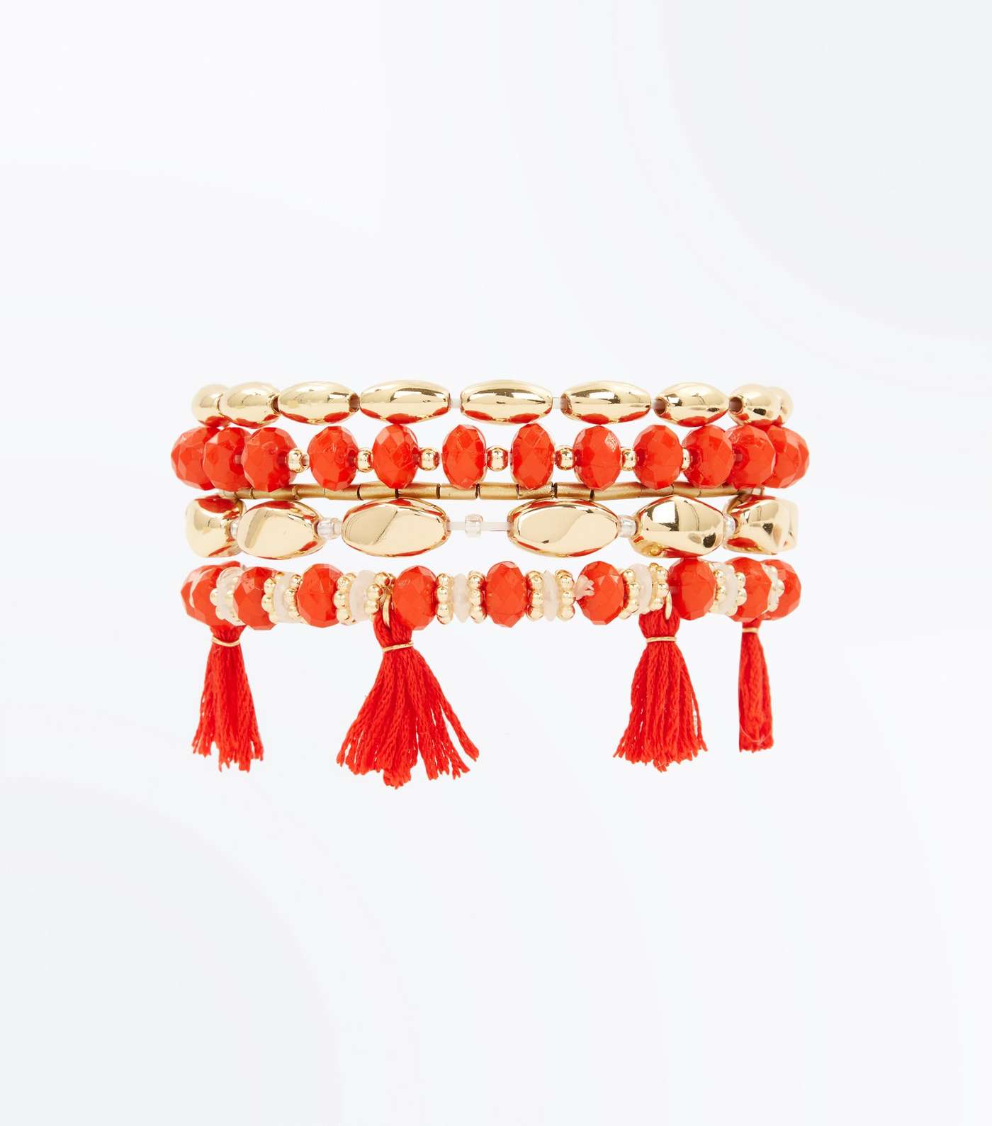 Red Tassel and Bead Bracelet Pack