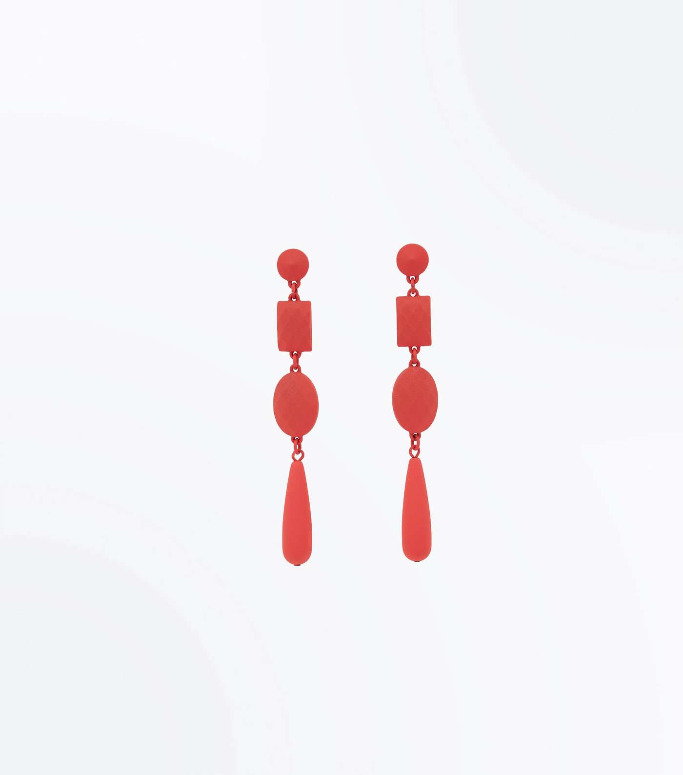 Red Coated Stone Drop Earrings