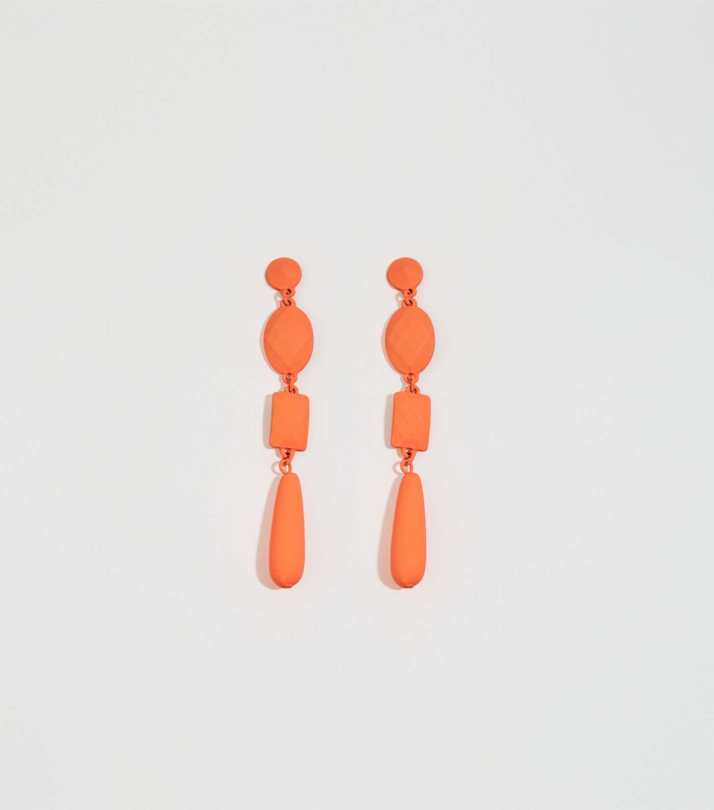 Bright Orange Neon Coated Stone Drop Earrings