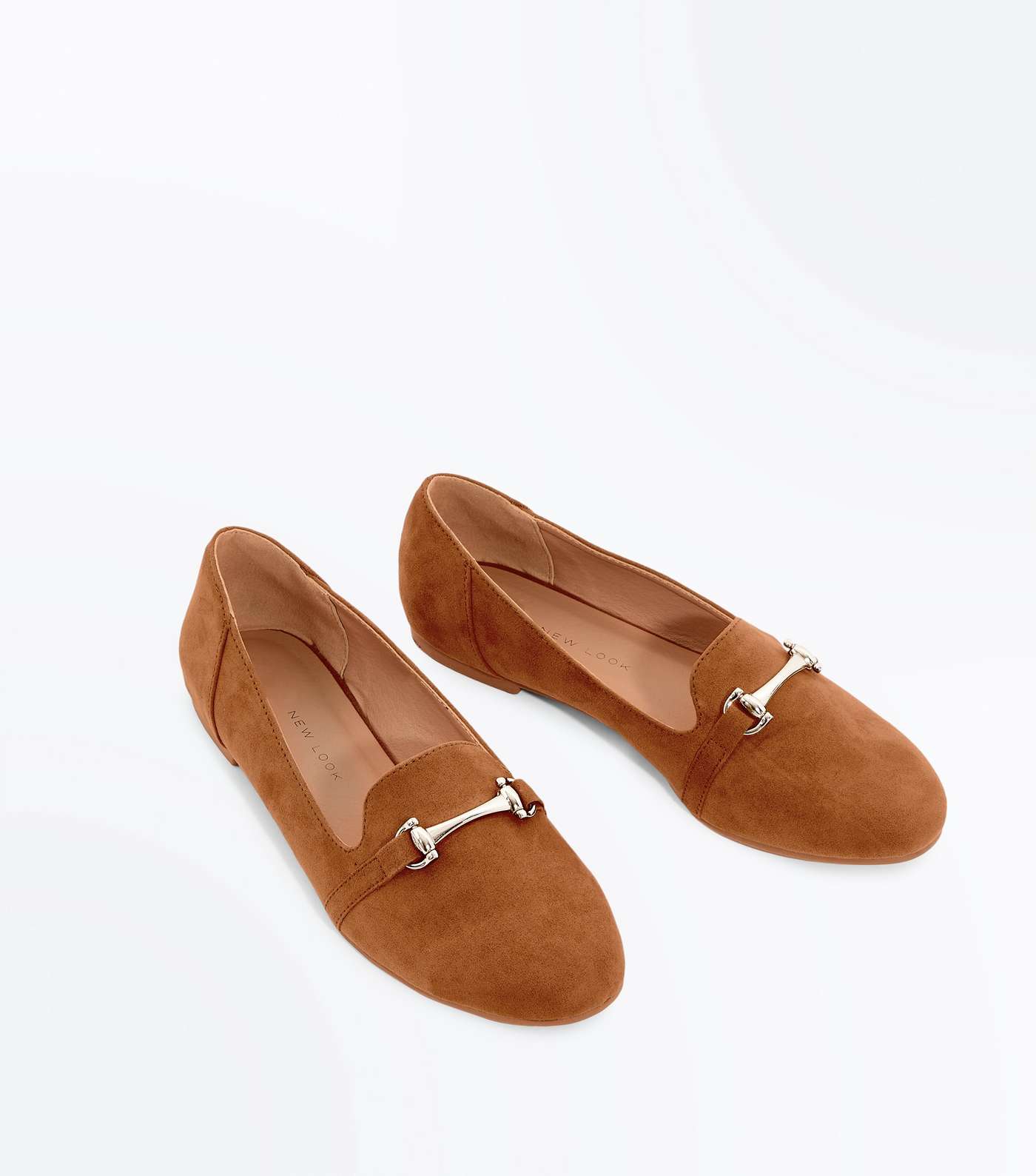 Girls Tan Bar Front Loafers Image 3