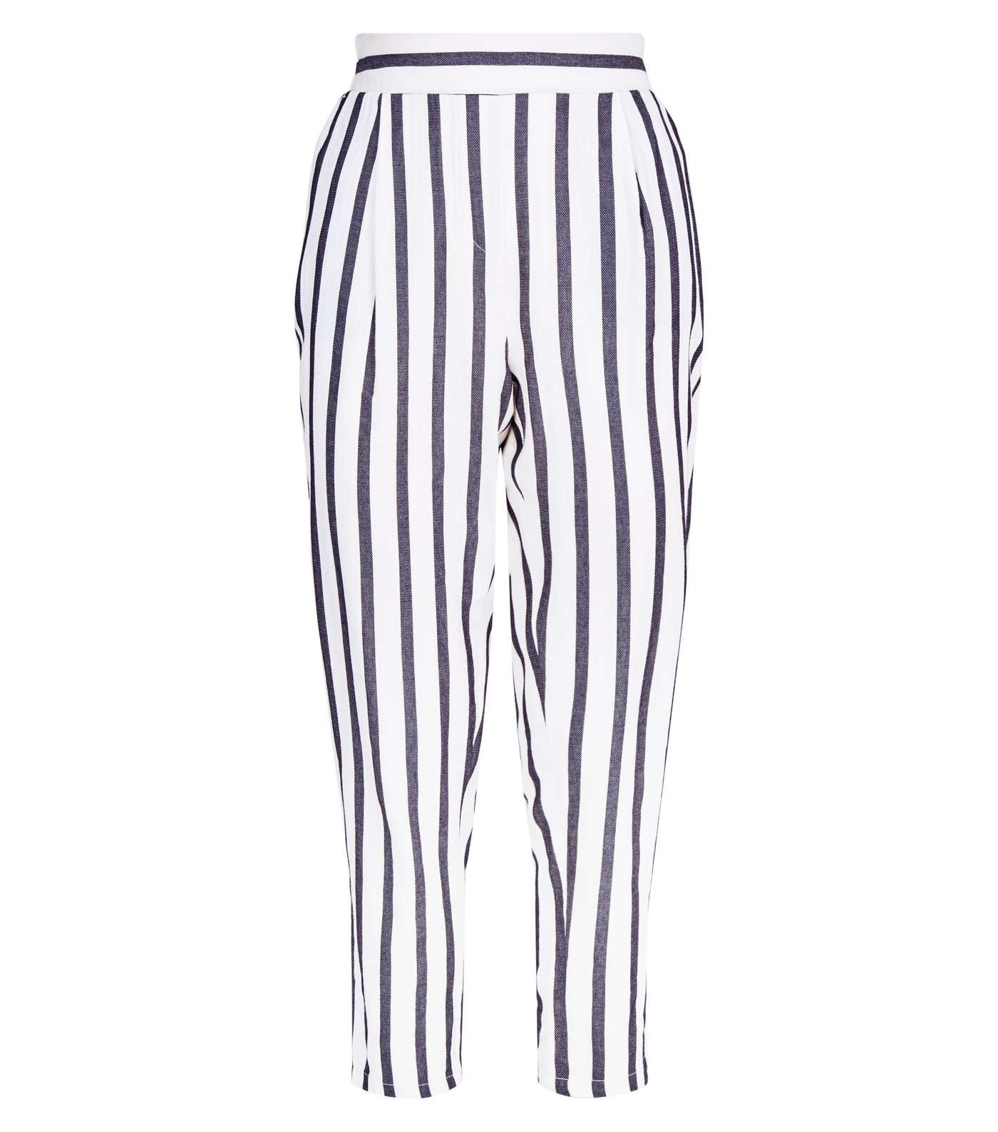 Off White Stripe Woven Tapered Trousers Image 4