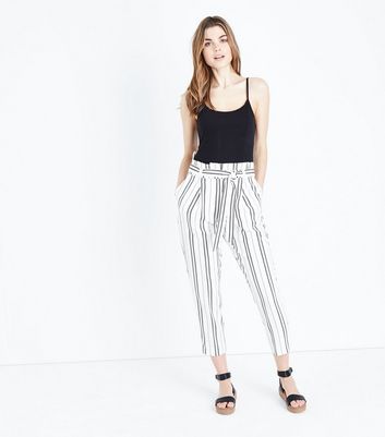 Oversized High Waisted Wide Leg Striped Trousers In Navy ... | HOXTON GAL |  SilkFred