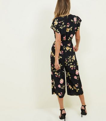 black and floral jumpsuit