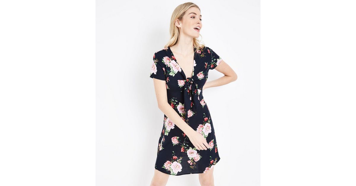Make My Day Floral Print Tie-Front Mini Dress main image 0