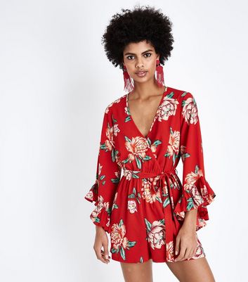 red playsuit new look