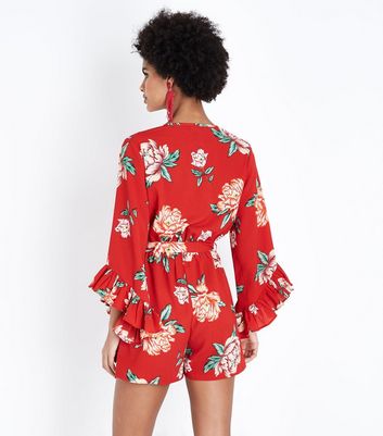 red flower playsuit