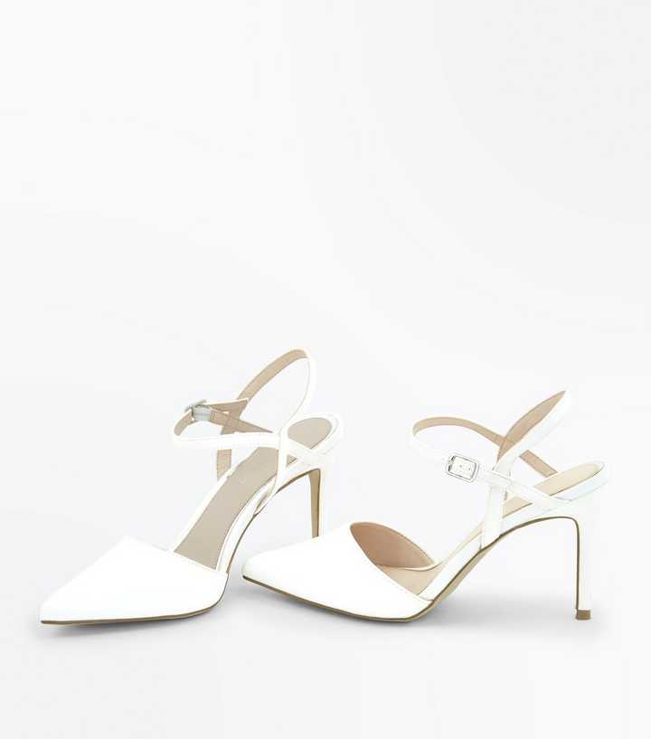 Off White Satin Pointed Wedding Shoes | New Look