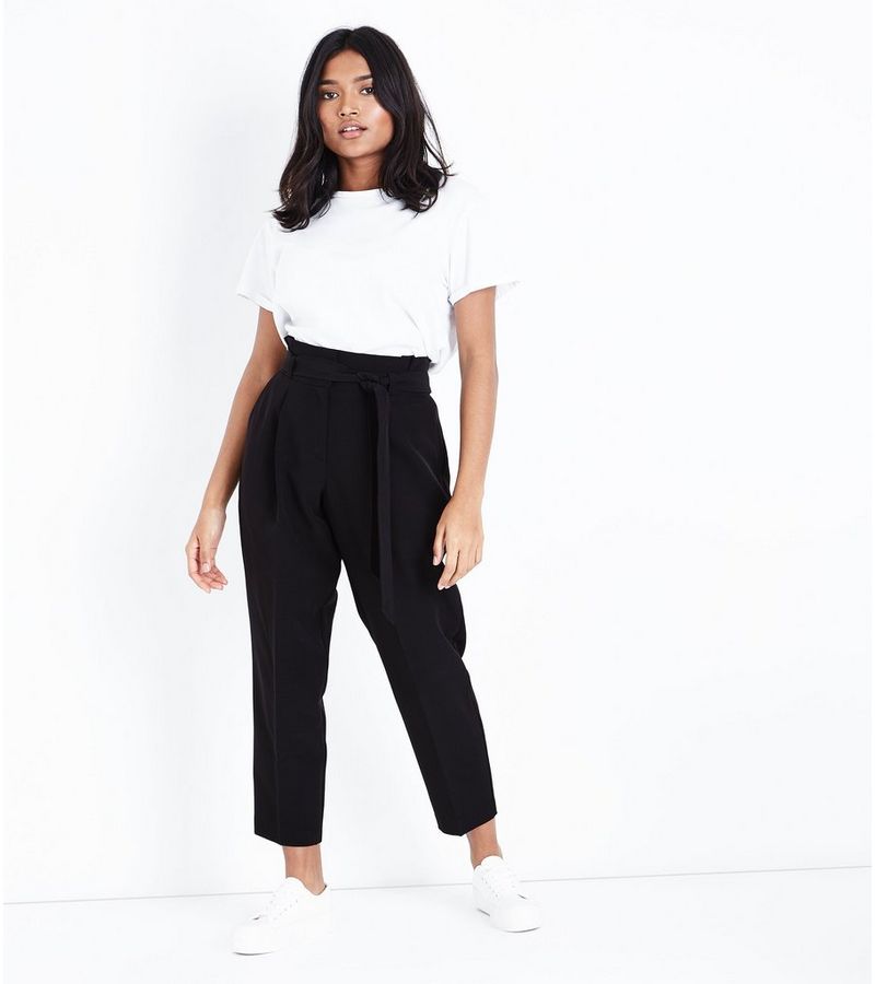 New Look Petite Black Paperbag Waist Trousers at £19.99 | love the brands