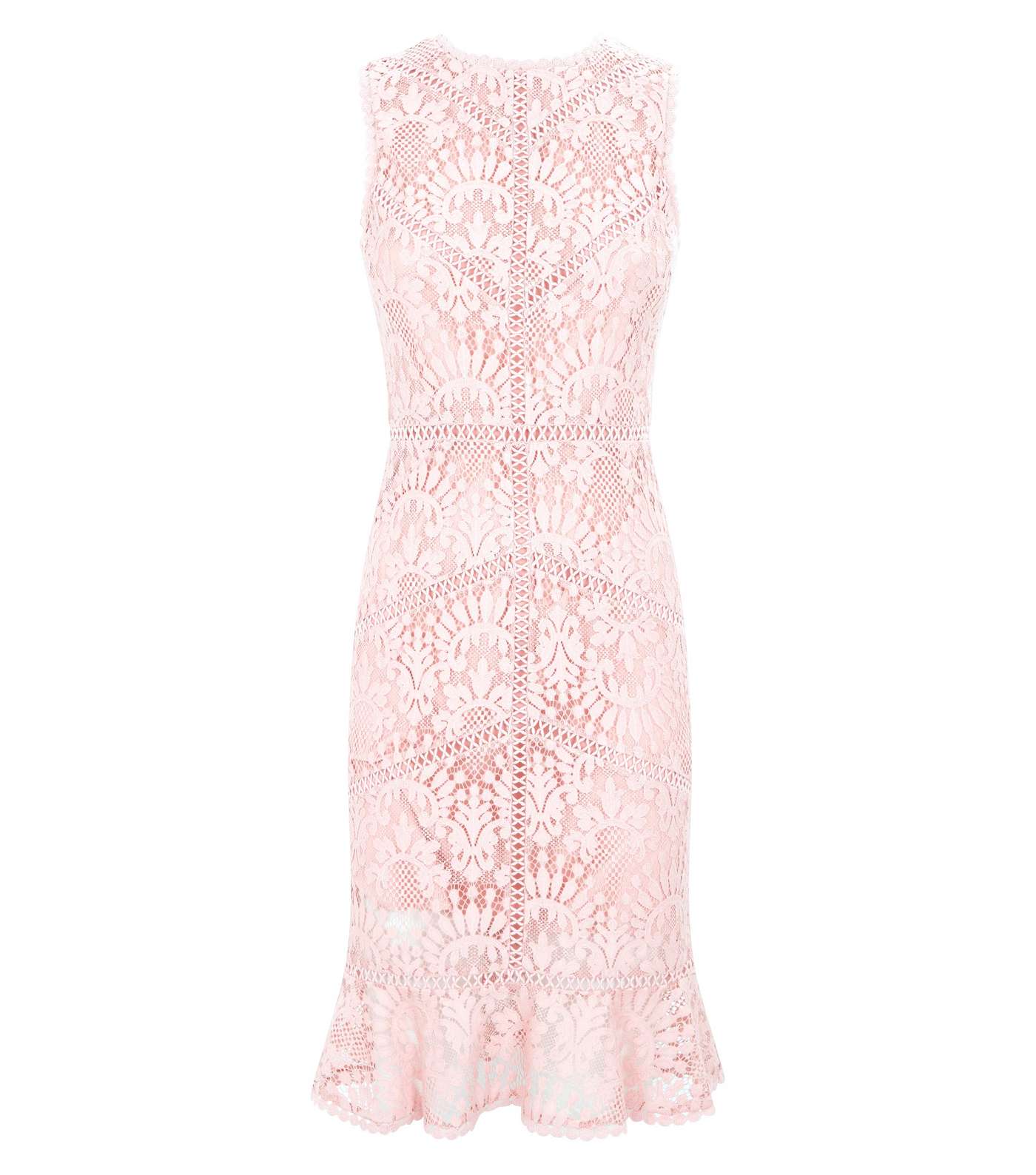 Pink Lace Crochet Trim Bodycon Dress Image 4